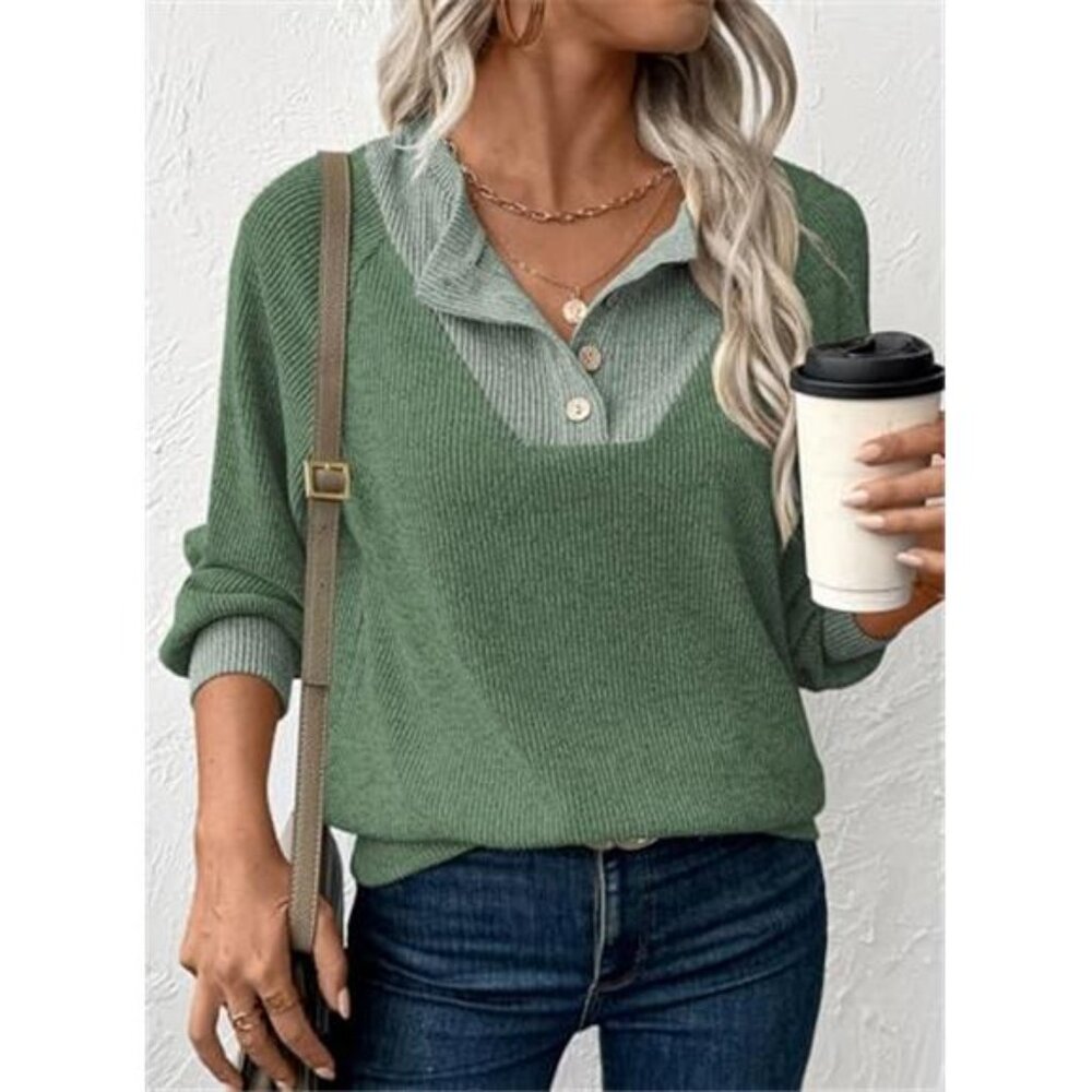 Womens Spring Fashion 2026 Womens Long Sleeve Shirts Patchwork Button - Picture 5 of 6